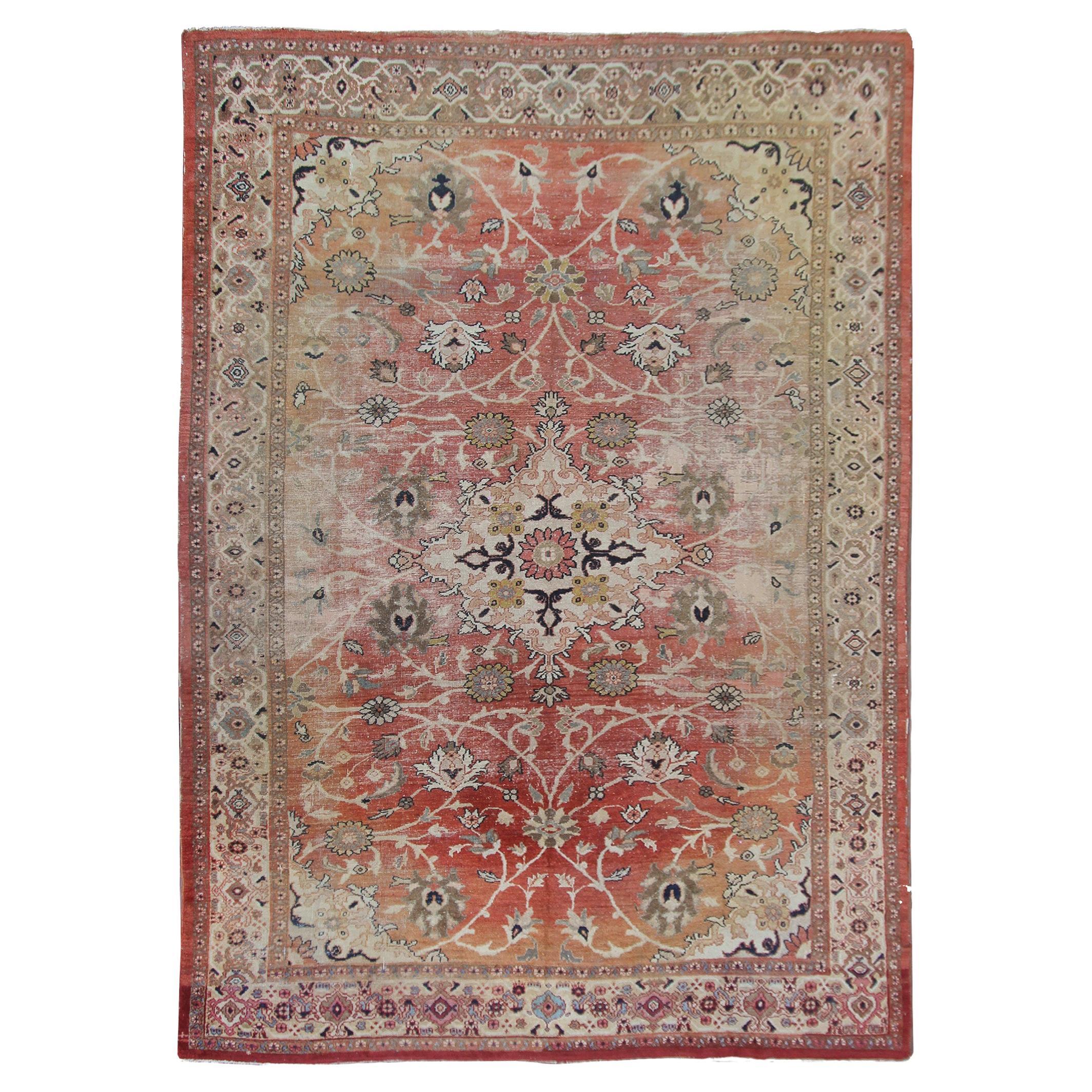 Large Antique Persian Sultanabad Rug Antique Mahal Geometric, 1900 For Sale