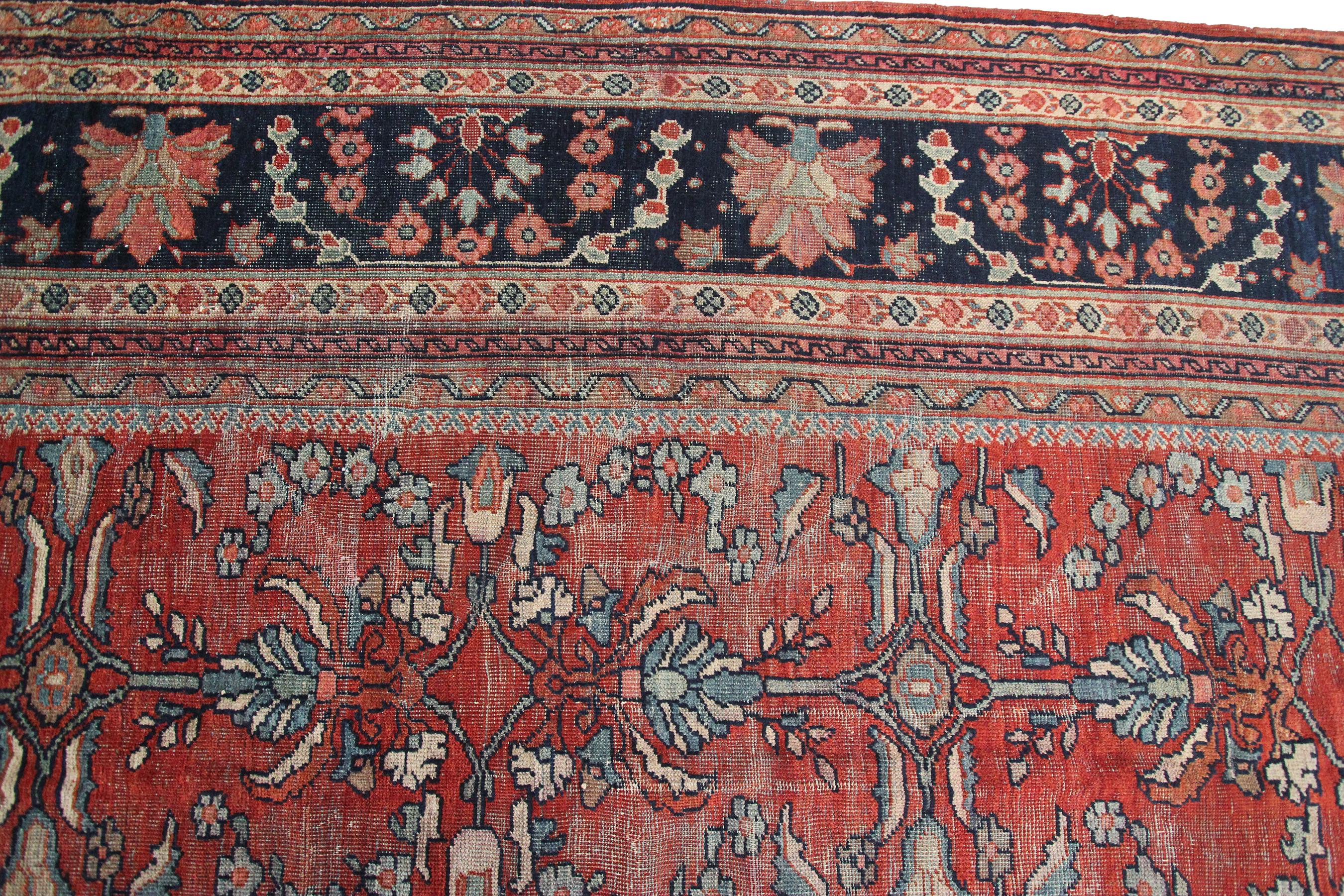 Large Antique Persian Sultanabad Rug Antique Mahal Geometric For Sale 4