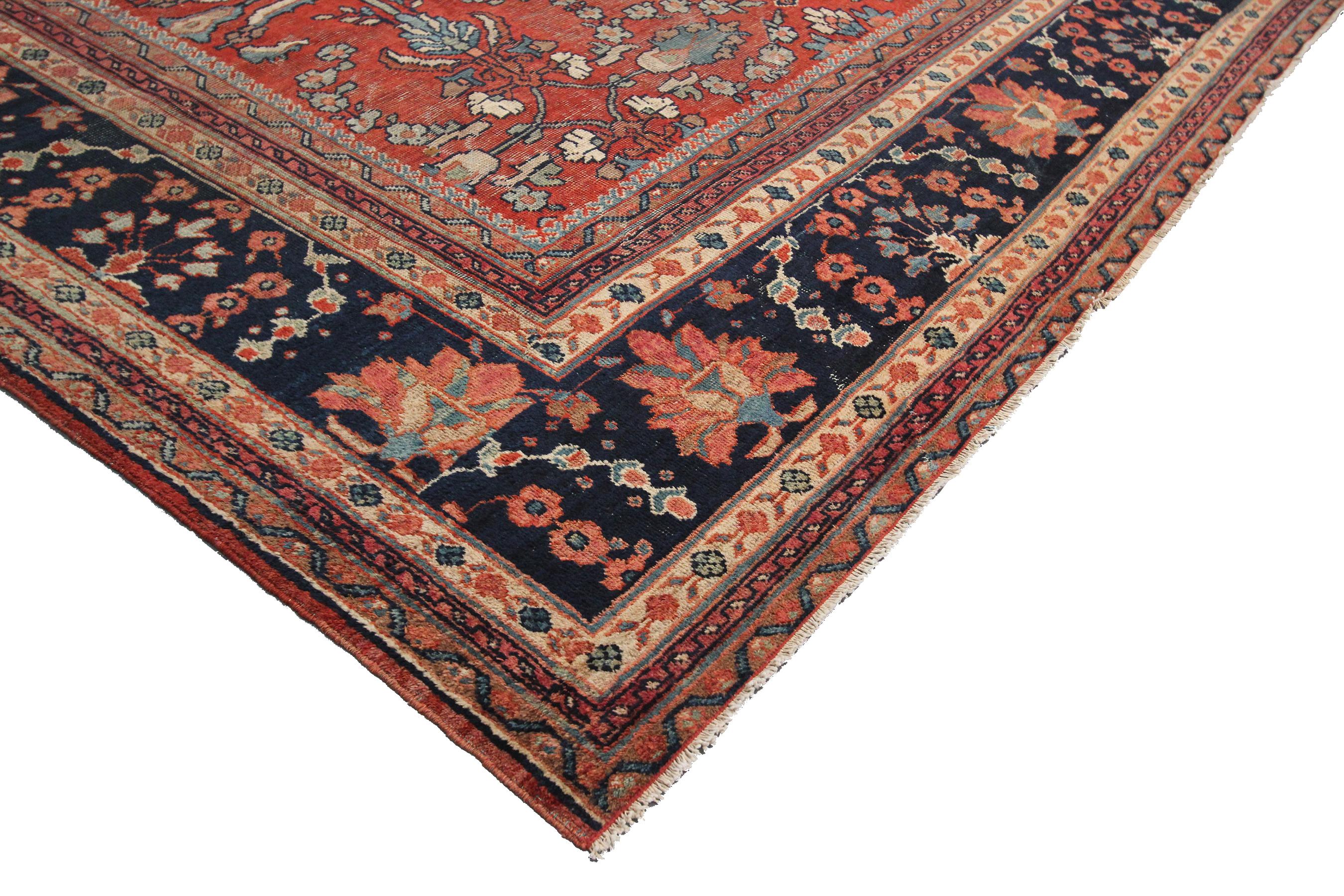 Large Antique Persian Sultanabad Rug Antique Mahal Geometric In Good Condition For Sale In New York, NY