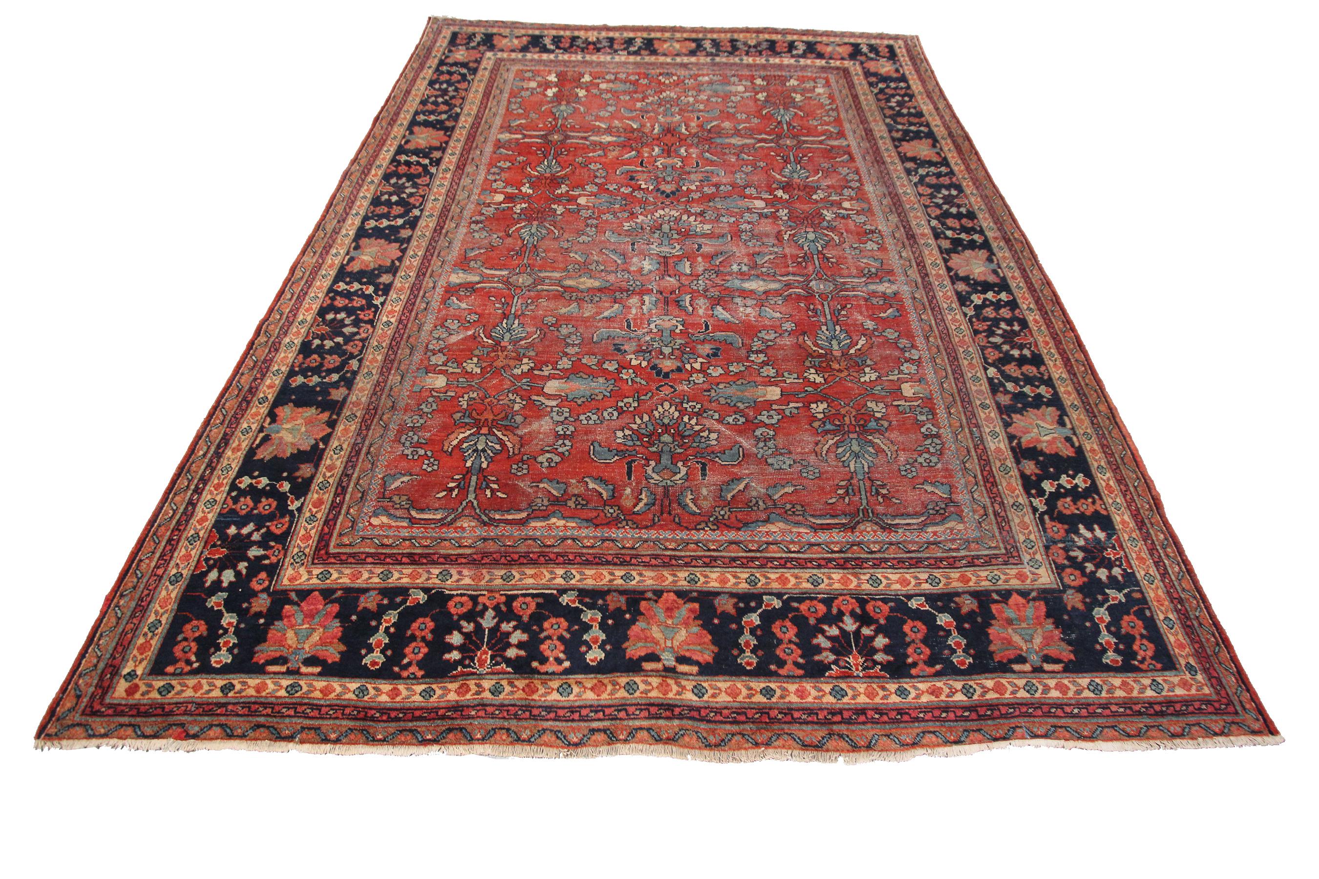 Großer antiker persischer Sultanabad-Teppich, Mahal, geometrisch, 1920, 9x12, 267x356cm im Zustand „Gut“ im Angebot in New York, NY