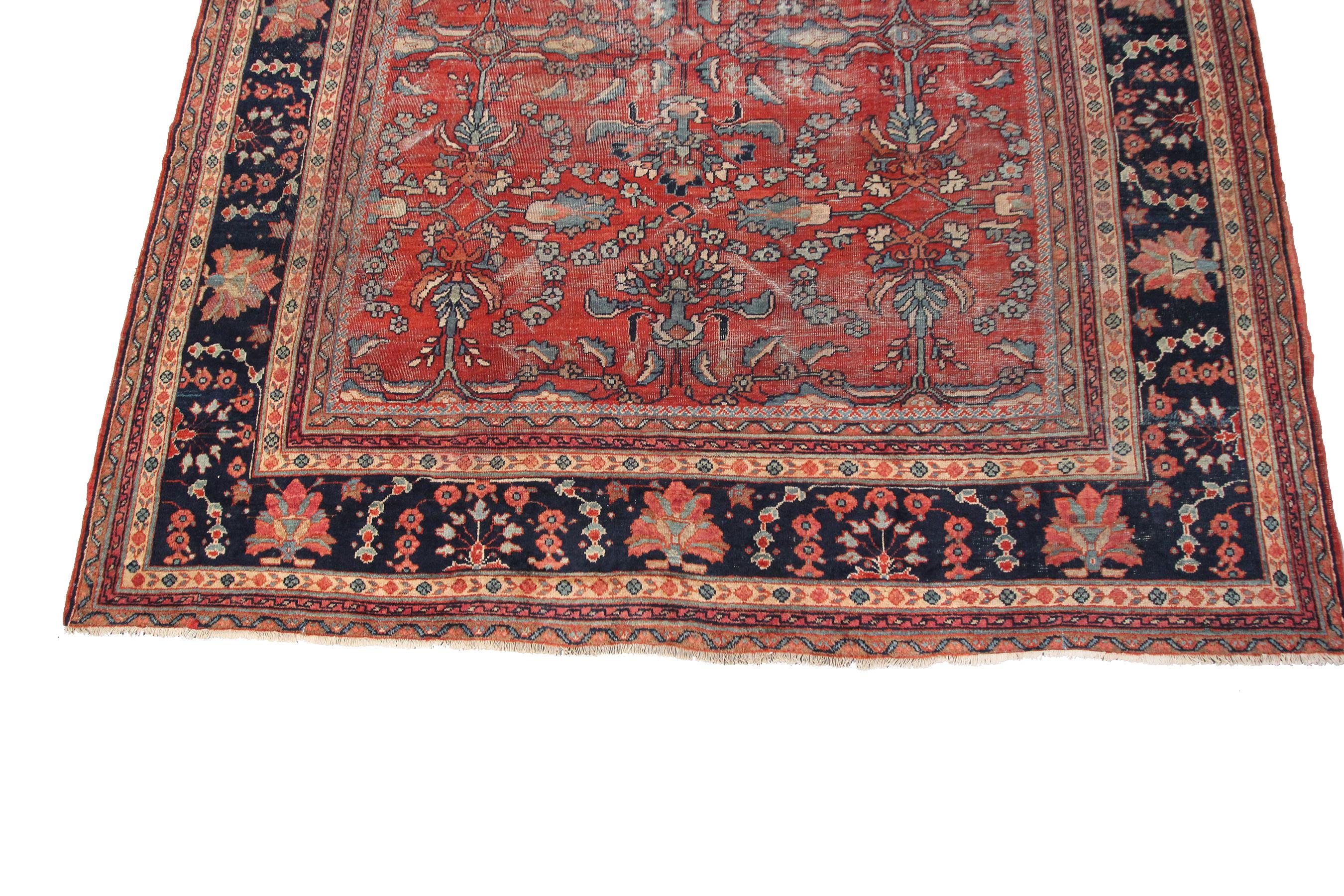 Wool Large Antique Persian Sultanabad Rug Antique Mahal Geometric For Sale