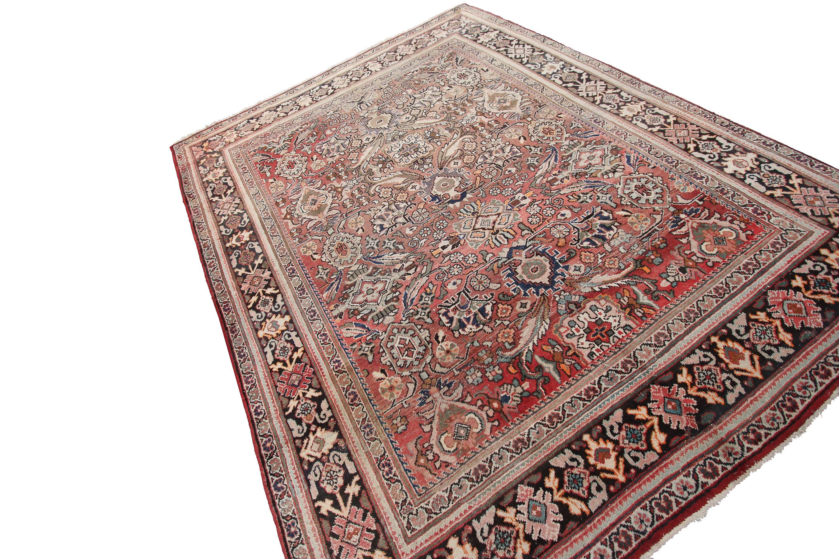 Hand-Knotted Large Antique Persian Sultanabad Rug Antique Mahal Geometric, 1920 For Sale