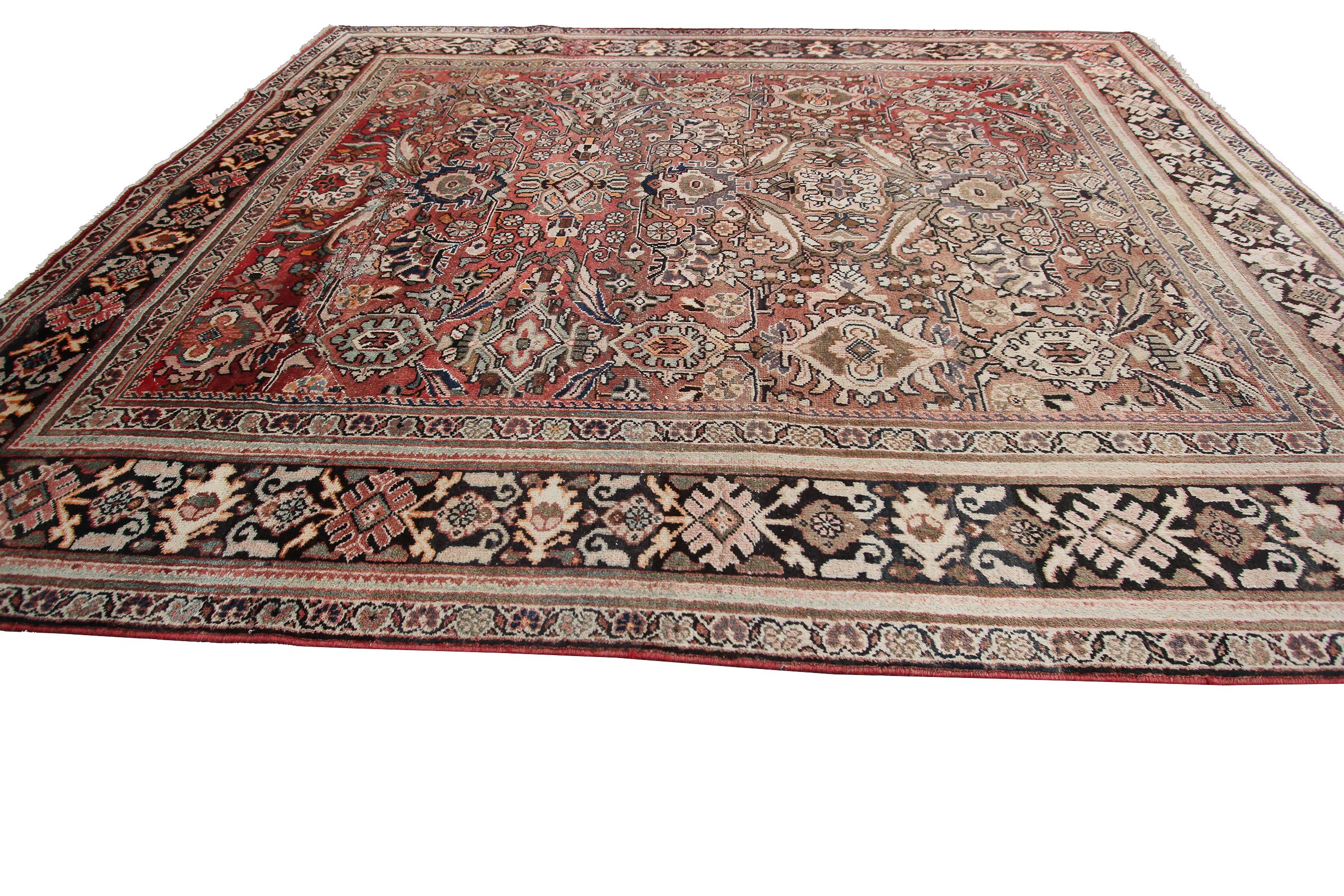 Noué à la main Grand tapis persan ancien de Sultanabad géométrique, Mahal, 1920 en vente