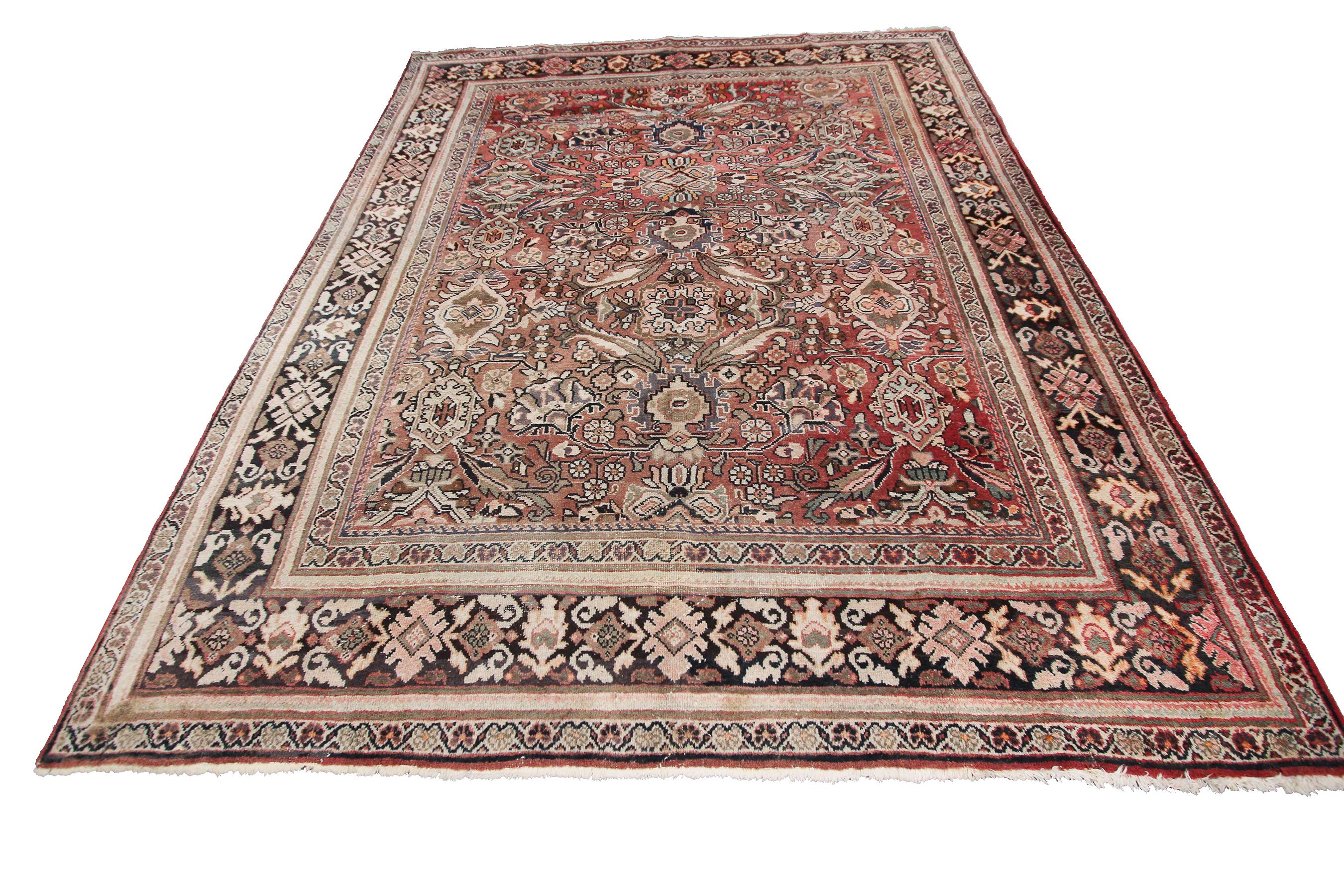 Early 20th Century Large Antique Persian Sultanabad Rug Antique Mahal Geometric, 1920 For Sale