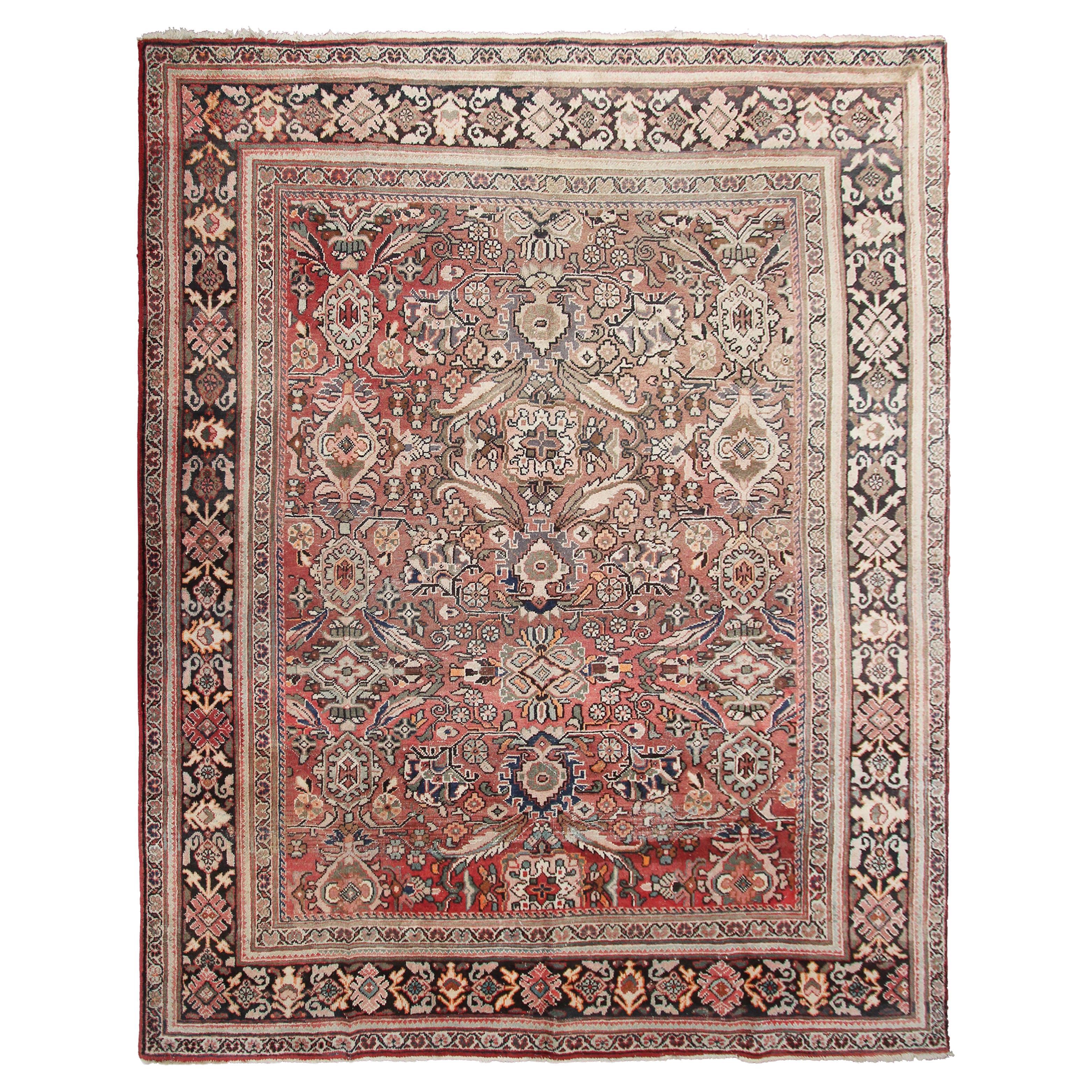 Large Antique Persian Sultanabad Rug Antique Mahal Geometric, 1920 For Sale