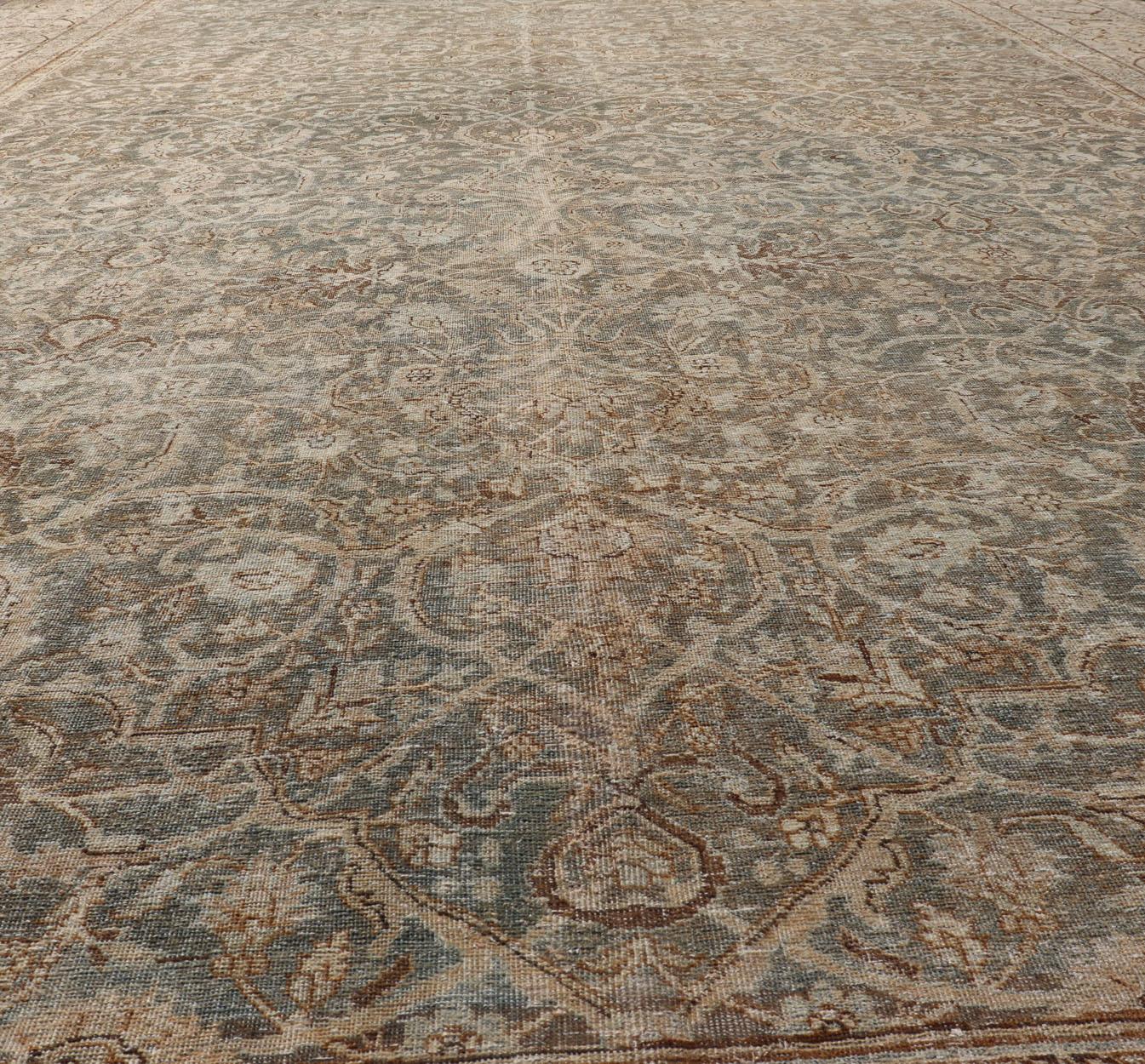 Large Antique Persian Tabriz Finely Woven Rug in All-Over Sub Geometric Design For Sale 4