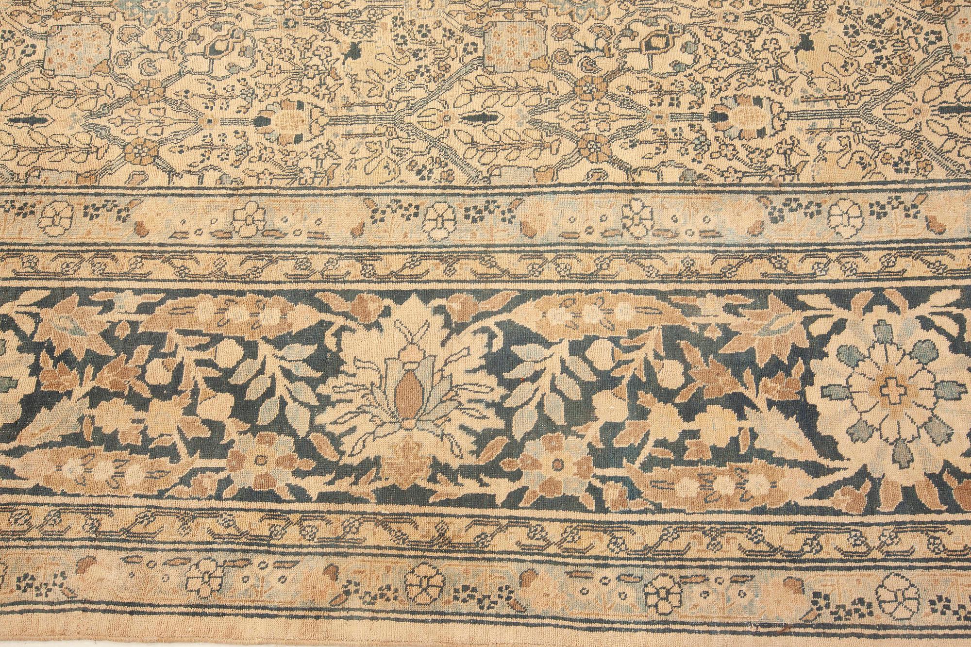 Hand-Knotted Large Antique Persian Tabriz Rug For Sale