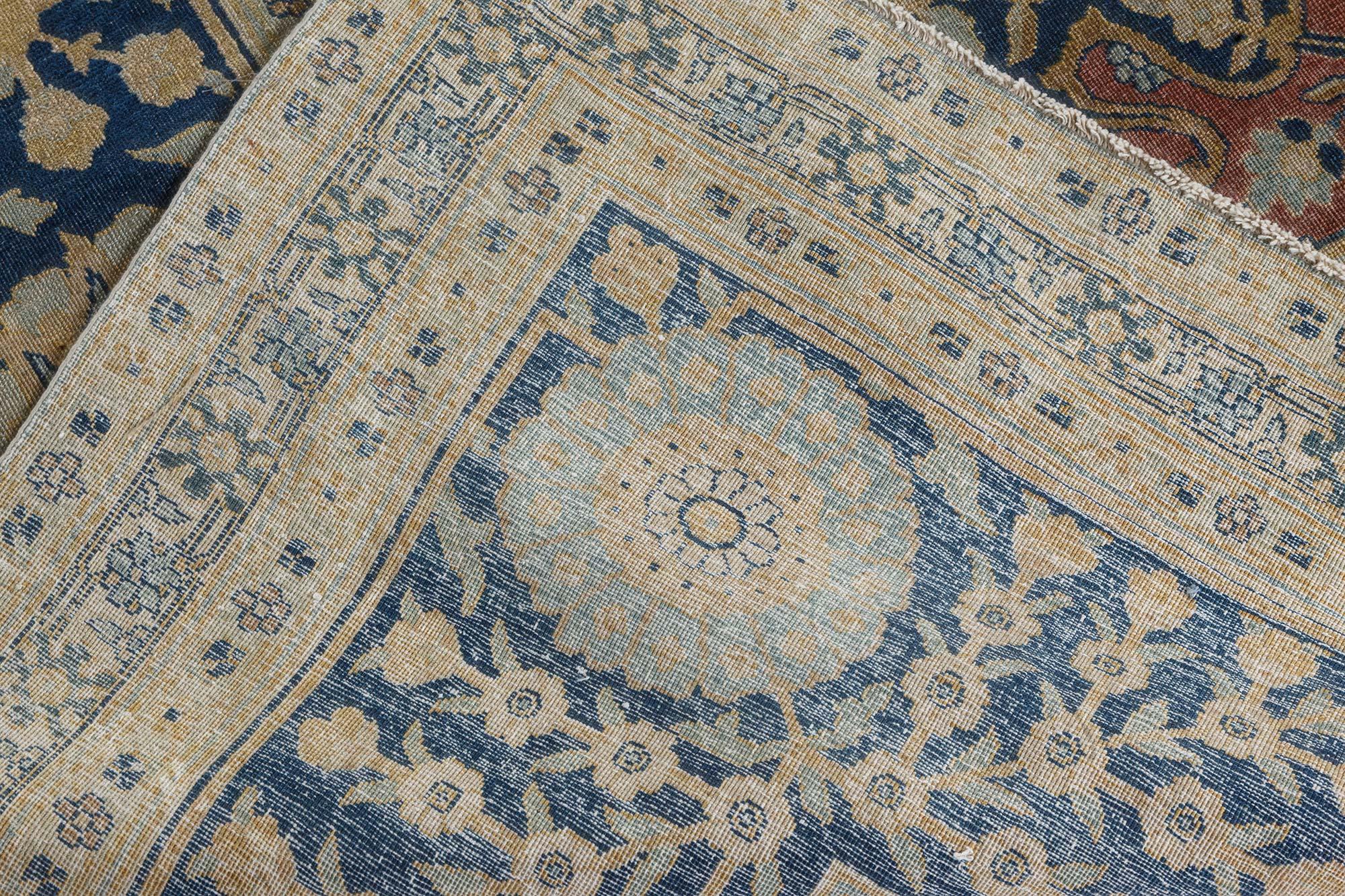 20th Century Large Antique Persian Tabriz Handmade Wool Rug For Sale