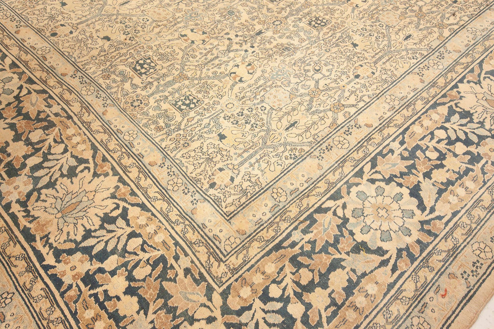 Wool Large Antique Persian Tabriz Rug For Sale