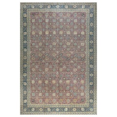 Doris Leslie Blau Alfombra persa antigua de lana Tabriz hecha a mano