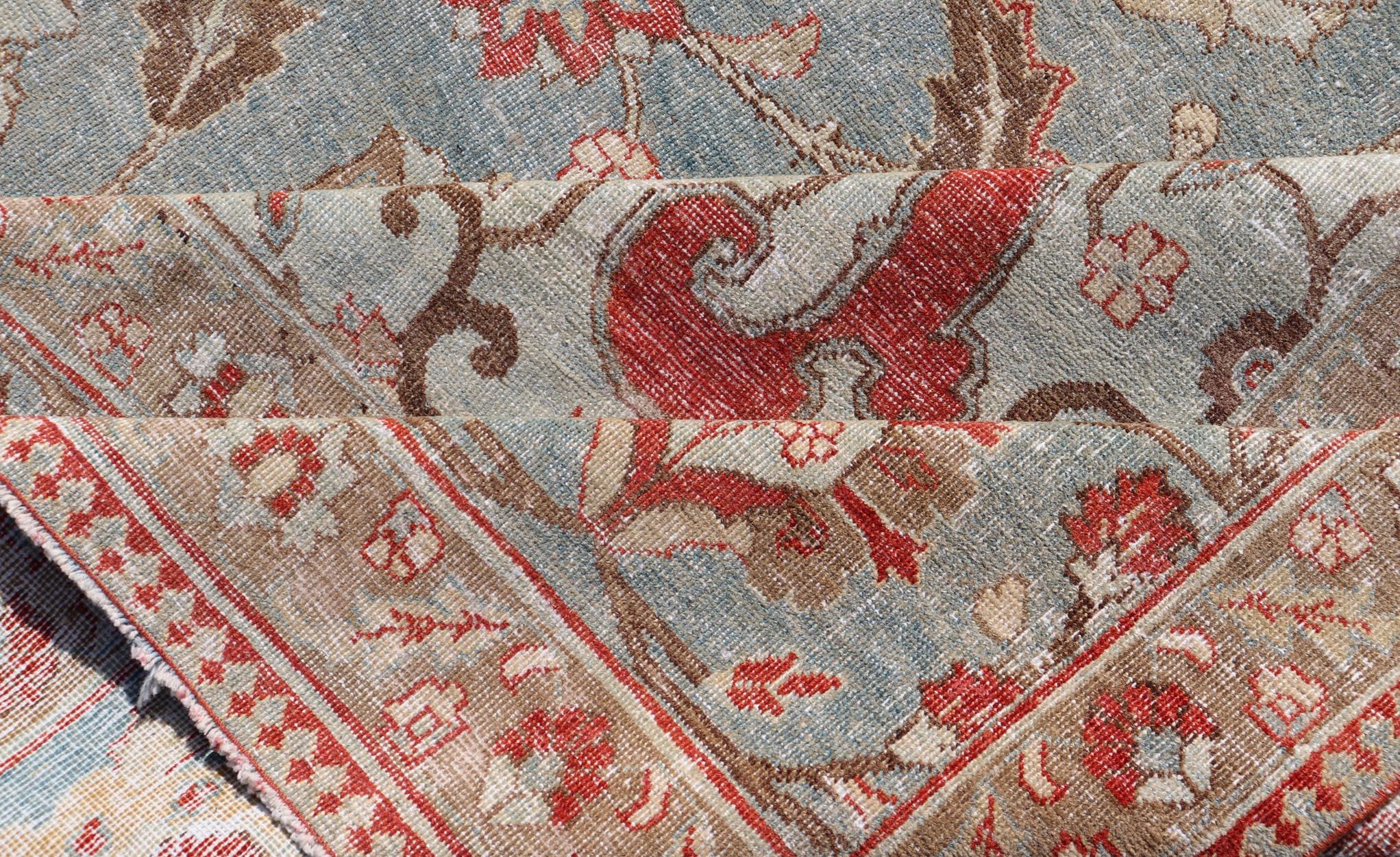 Großer antiker persischer Täbris-Teppich aus Wolle mit großem Blumenmedaillon-Design  im Angebot 9