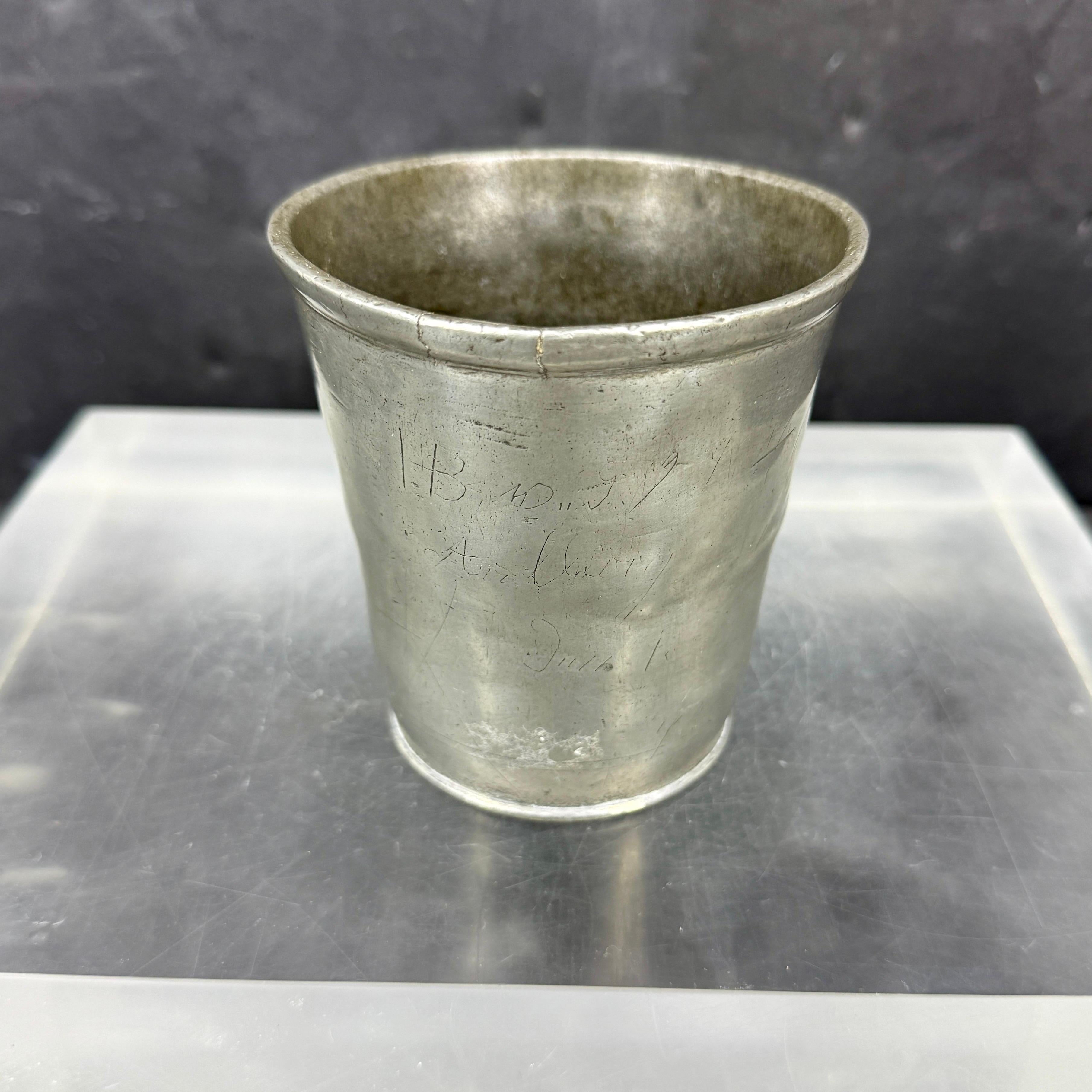 Large Antique Pewter Cup Vase, Denmark circa 1810 In Good Condition For Sale In Haddonfield, NJ