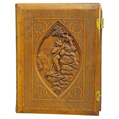 Large Antique Photo Album with Wooden Carved Cover, Brienz ca. 1900