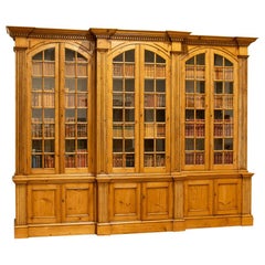 Large Antique Pine Bookcase Display Cabinet