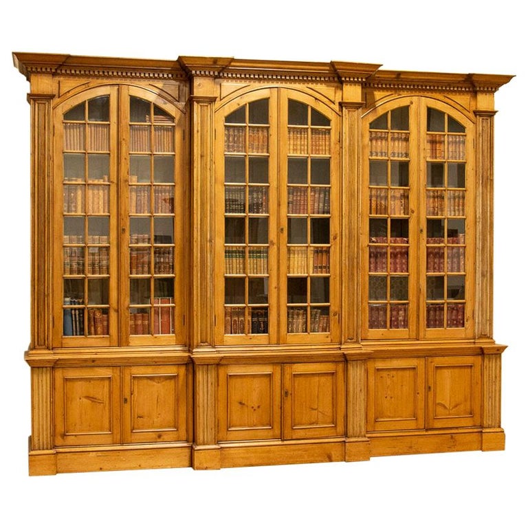 Large Antique Pine Bookcase Display at 1stDibs