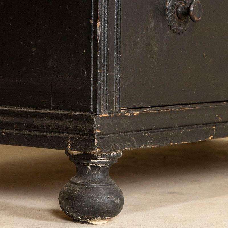 Large Antique Pine Chest of Drawers Painted Black 3
