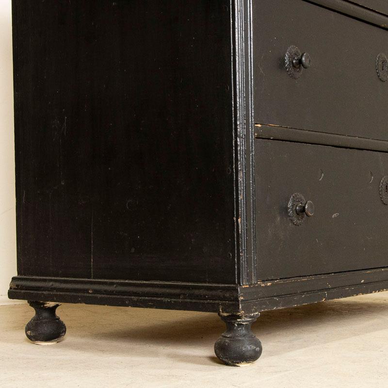 Large Antique Pine Chest of Drawers Painted Black 4