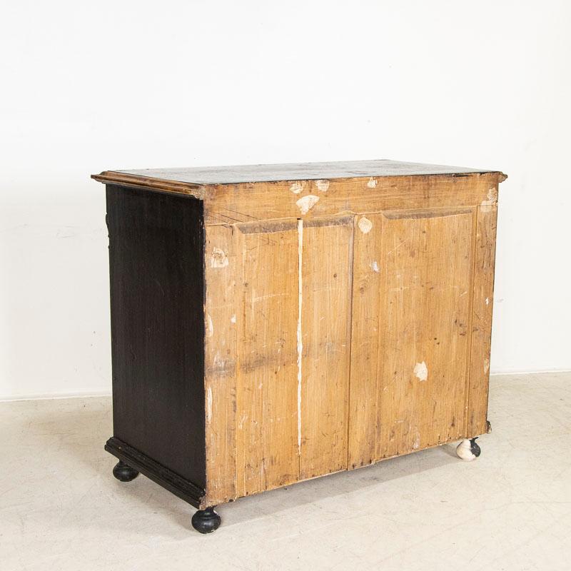 Large Antique Pine Chest of Drawers Painted Black In Good Condition In Round Top, TX