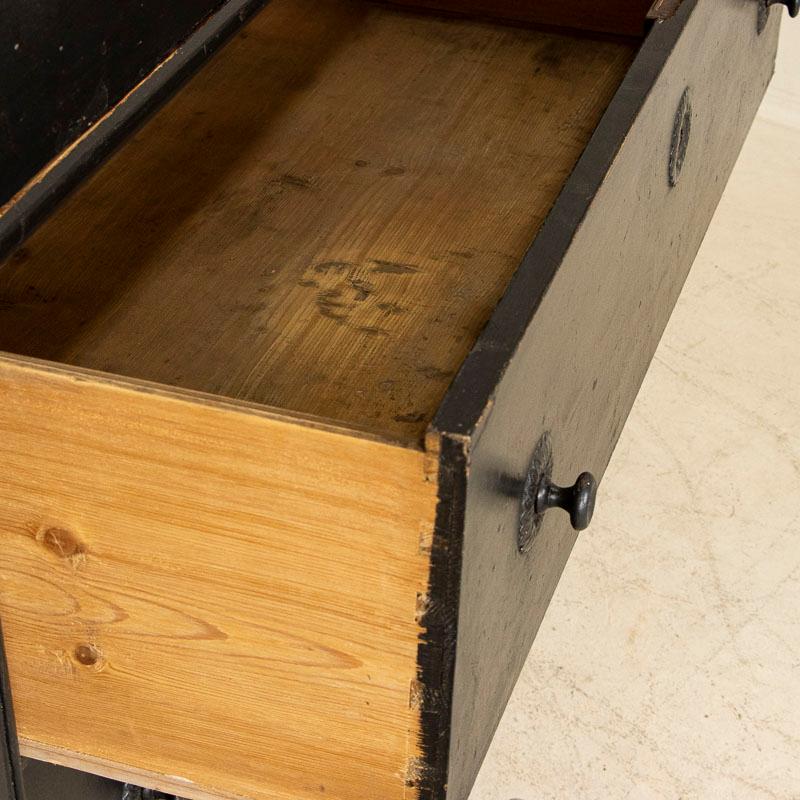 19th Century Large Antique Pine Chest of Drawers Painted Black