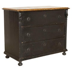 Large Antique Pine Chest of Drawers Painted Black