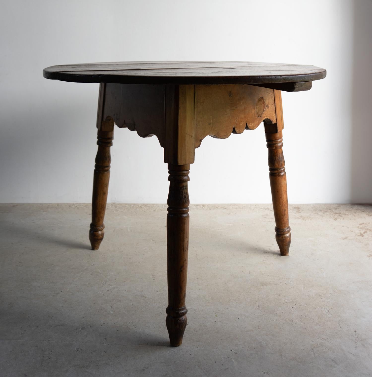 Large Antique Pine Cricket Table With Shaped Apron & Turned Legs, Welsh 19Th C. For Sale 1