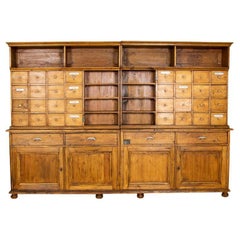 Large Antique Pine Display Cabinet Bookcase Pharmacy Apothecary