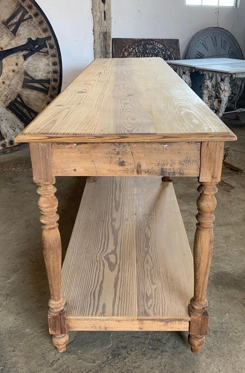 French Large Antique Pine Drapers Table