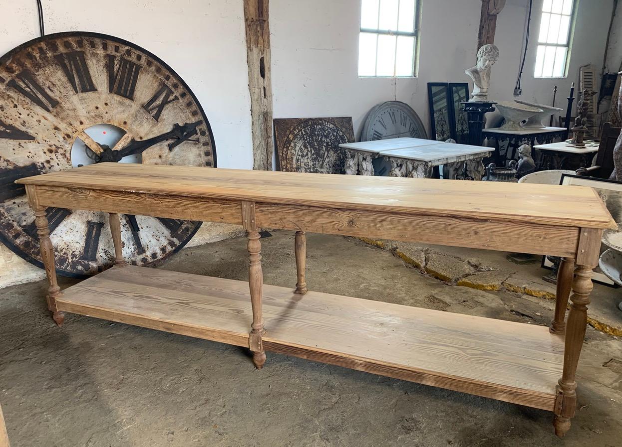 Hand-Crafted Large Antique Pine Drapers Table