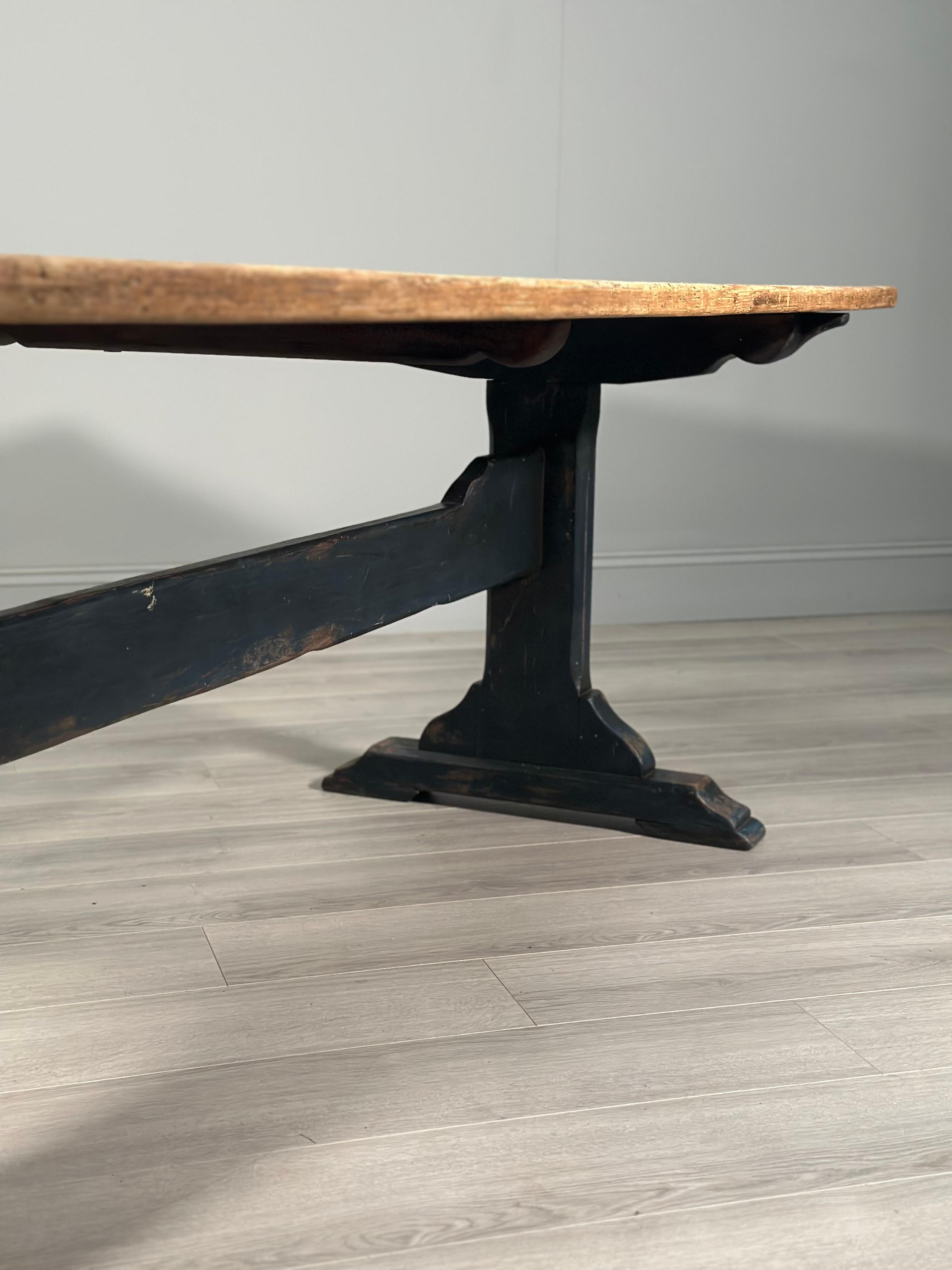 British Large Antique Pine Refectory Table For Sale
