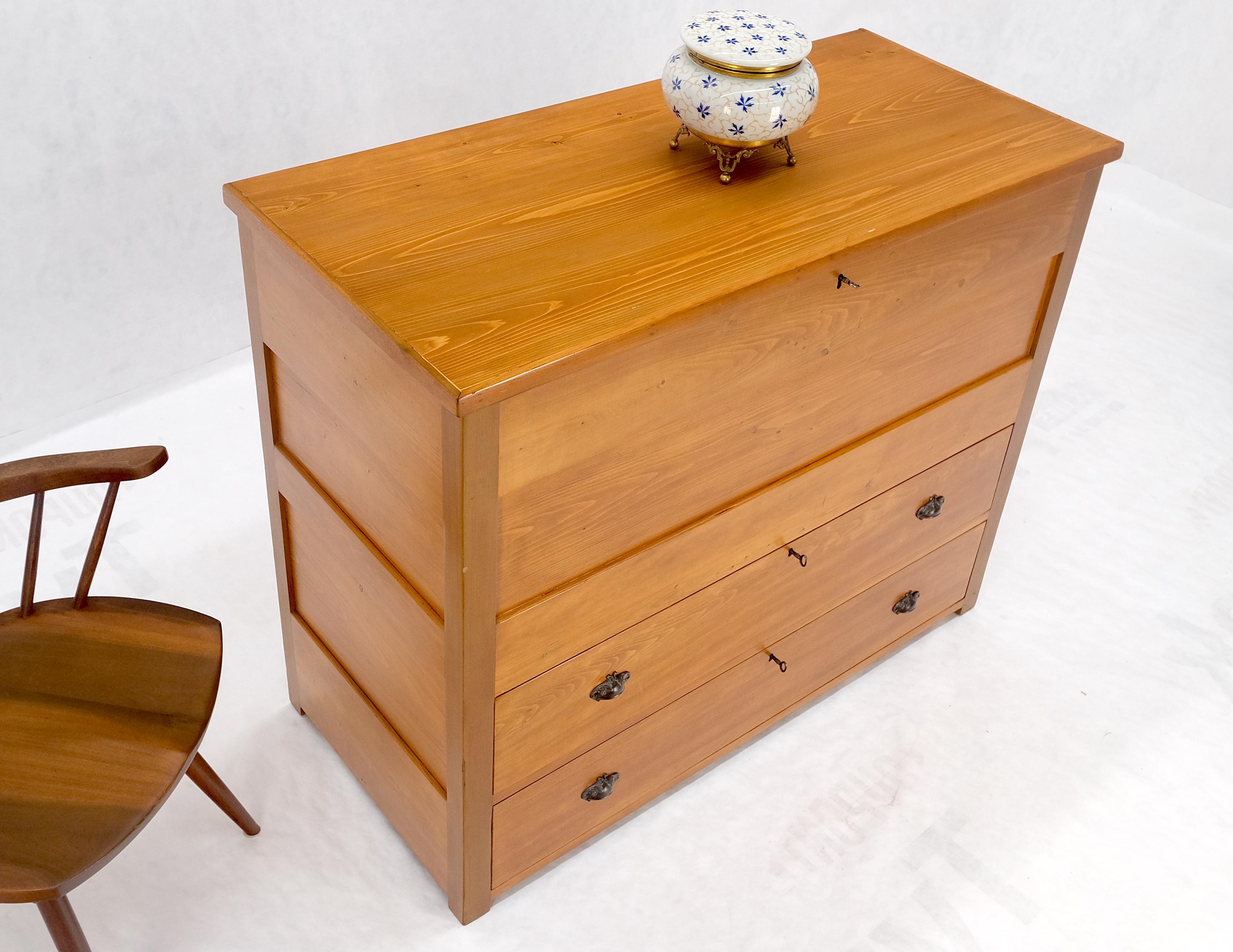 Grande baule antico in pino con due cassetti inferiori, baule delle coperte con chiave MINT! in vendita 2