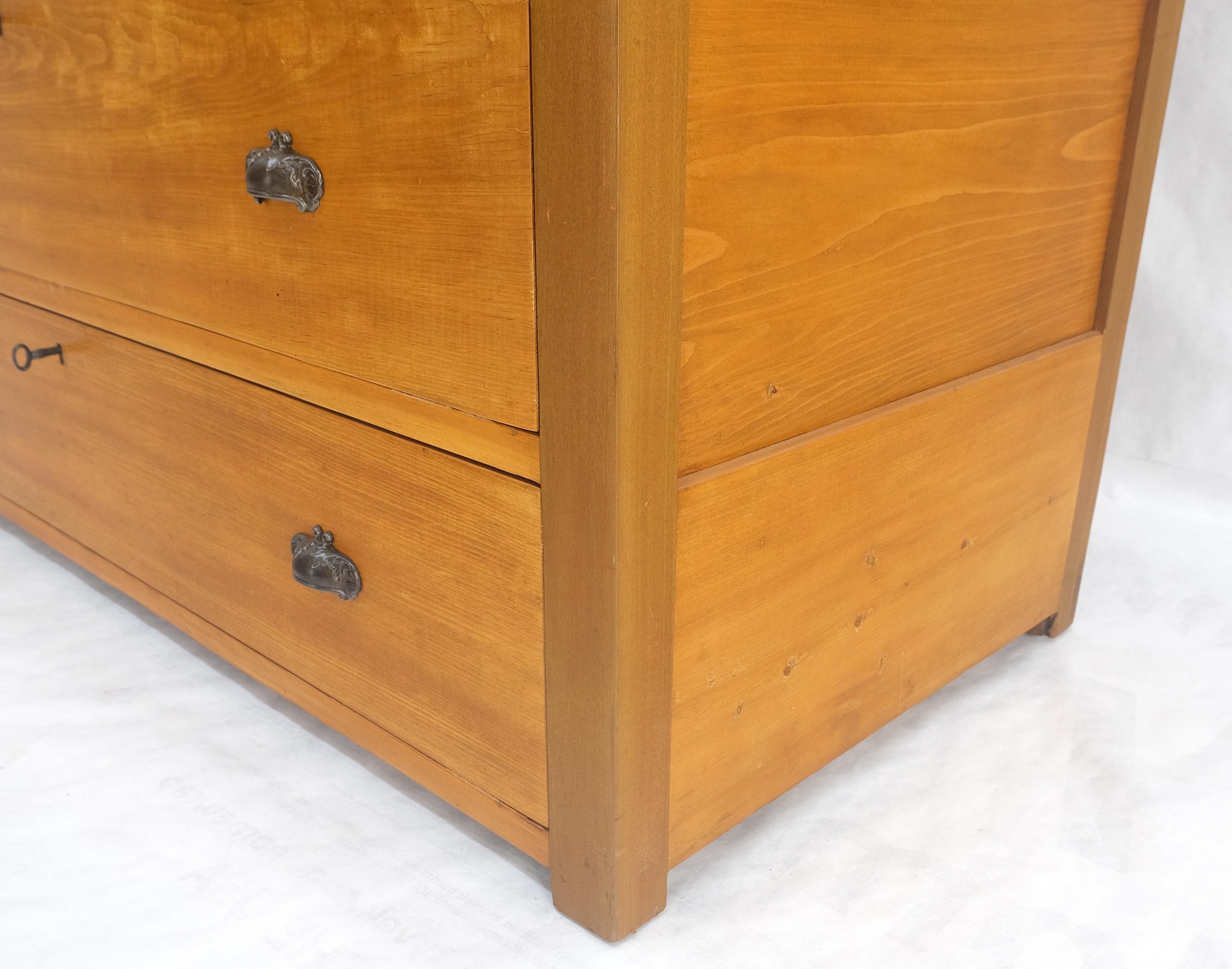 20th Century Large Antique Pine Two Bottom Drawers Trunk Hope Chest Blanket Chest Keyed MINT! For Sale