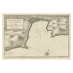 Gran Plano Antiguo de la Bahía de St. Philiou o Sant Feliu Cataluña España, hacia 1746
