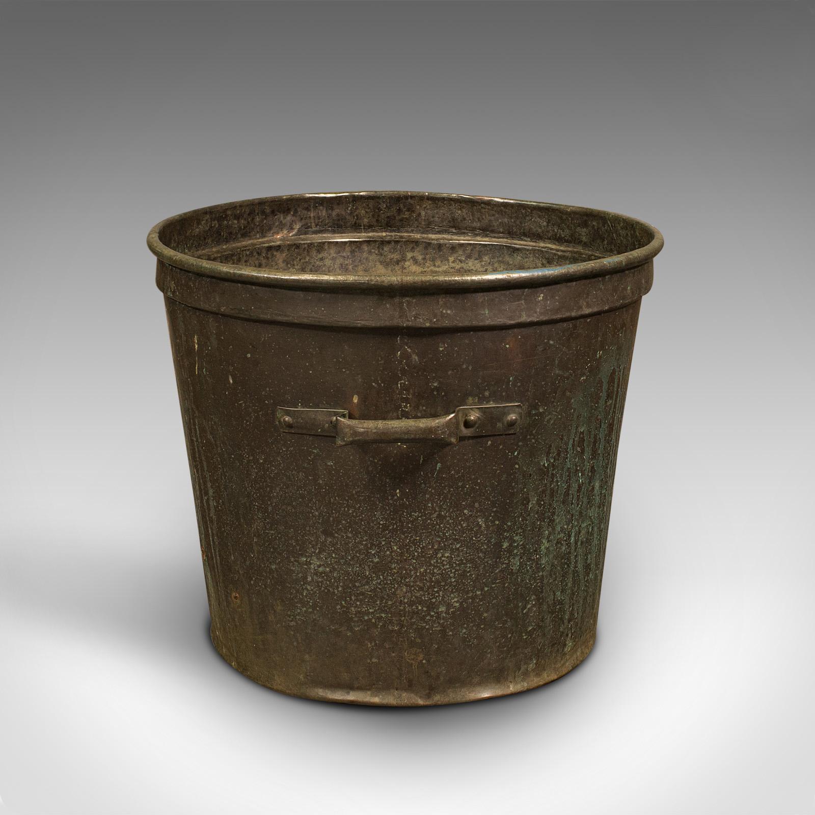 Large Antique Planter, English, Copper, Log Bucket, Fireside, Victorian, C.1850 In Good Condition In Hele, Devon, GB