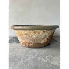 Large Antique French Glazed Terracotta Tian Bowl turned into a Planter