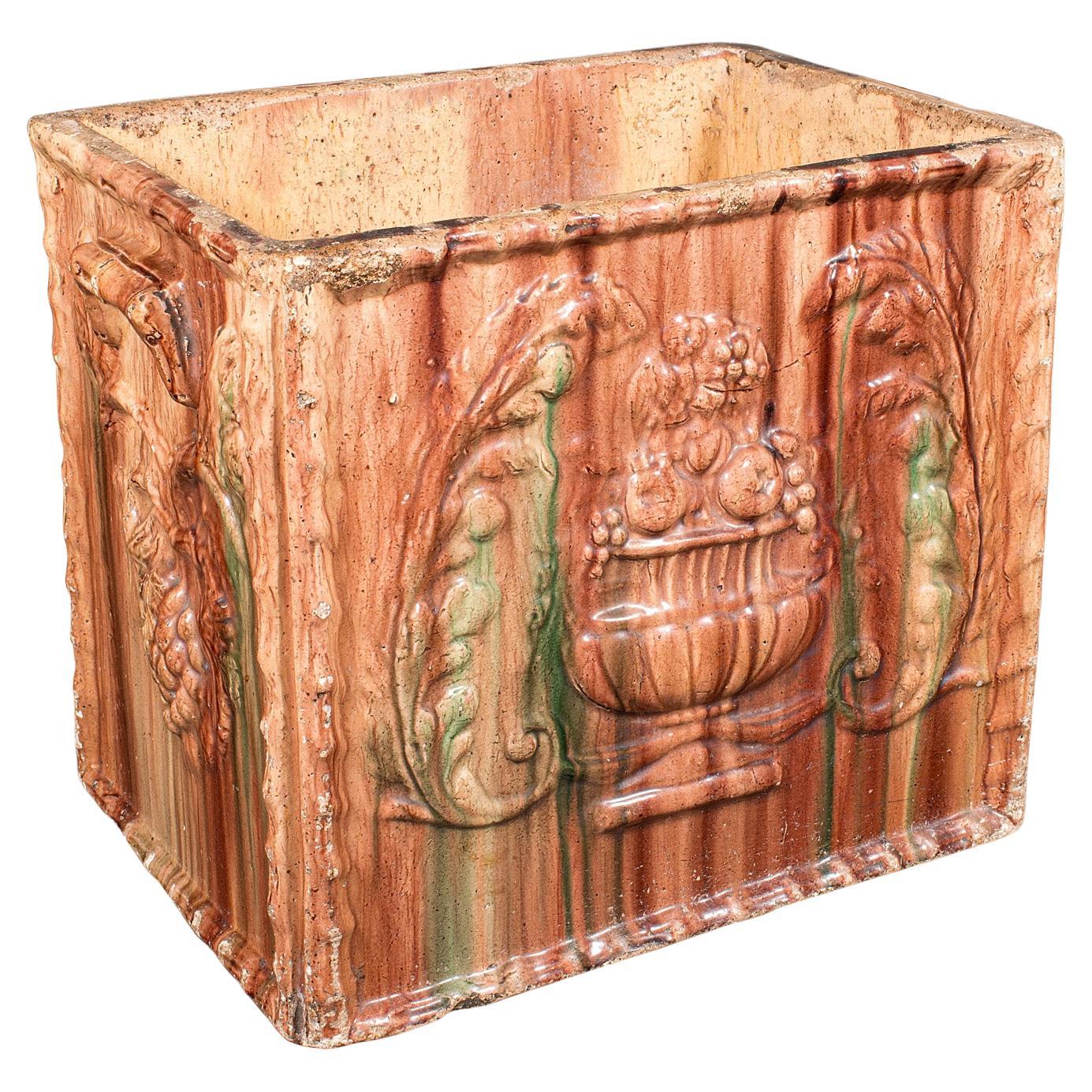 Large Antique Planter, Scottish, Ceramic Jardinière, Majolica Taste, Victorian