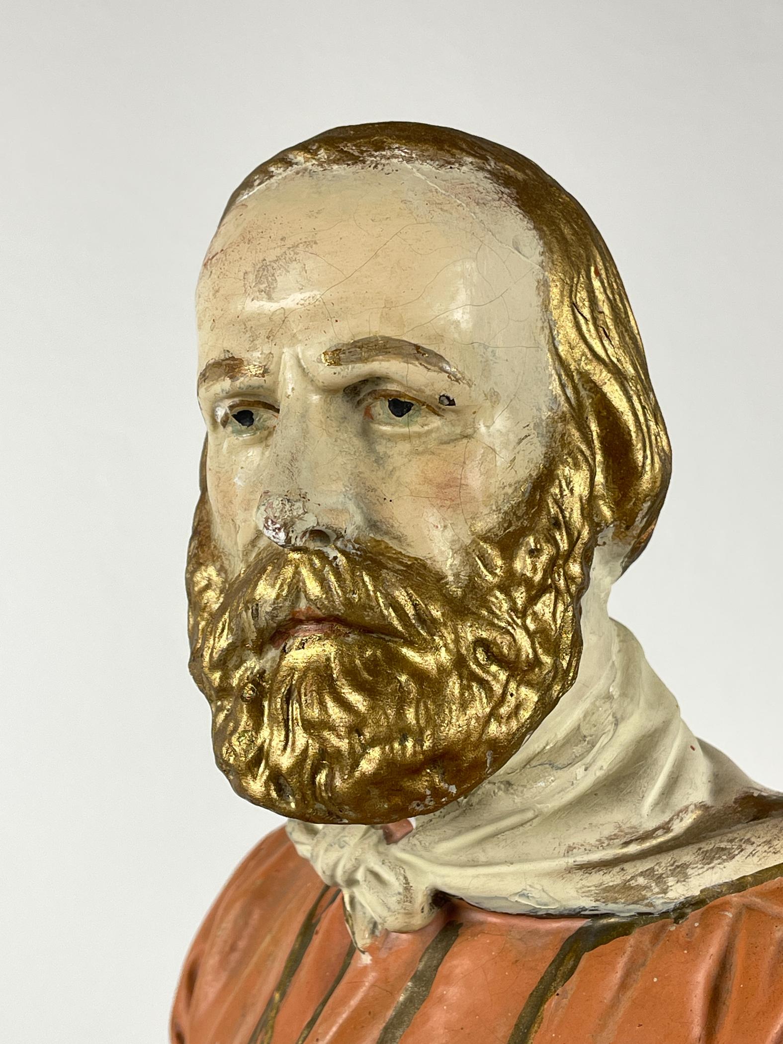 Gran escultura antigua de escayola Giuseppe Garibaldi, Italia, años 1910-1920 Italiano en venta