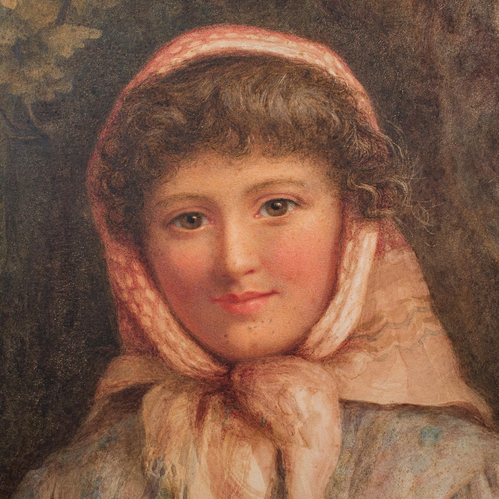Britannico Grande ritratto antico, inglese, acquerello, pittura, HB Roberts, vittoriano in vendita