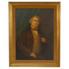 Large Antique Portrait Painting of a Gentleman in Giltwood Frame, 19th C