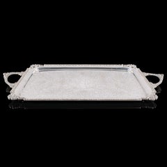 Large Antique Presentation Tray, Egyptian Silver Plate, Afternoon Tea, Victorian