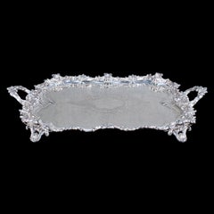 Large Antique Presentation Tray, English, Silver Plate, Afternoon Tea, Victorian