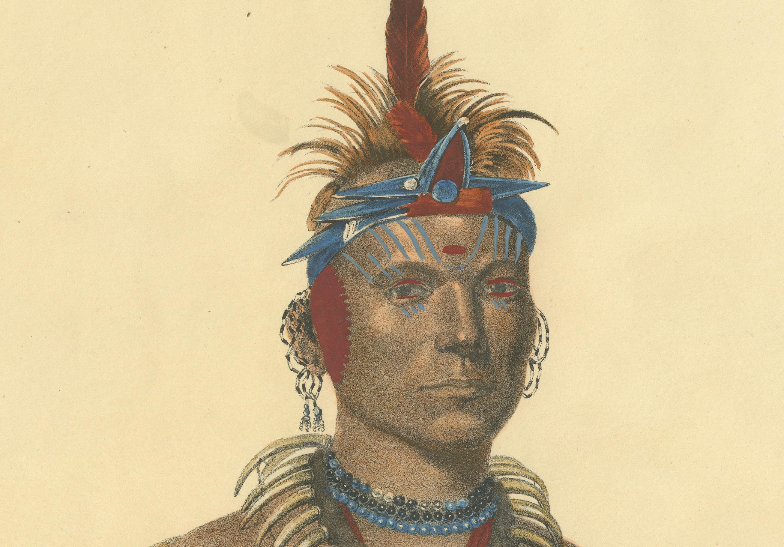 Steward of the Plains: Chono Ca Pe, ein Häuptling der Otoe

Es handelt sich um eine handkolorierte Lithografie von Chono Ca Pe, einem Häuptling der Otoe (oft auch Ottoe geschrieben), aus der 