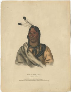 Sioux Chief Portrait – Esh-Ta-Hum-Leah, Native American Lithograph c.1838