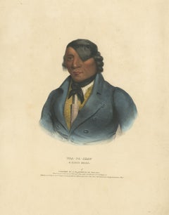Portrait of Waa-Pa-Shaw – Sioux Chief, Hand-Colored Lithograph c.1838