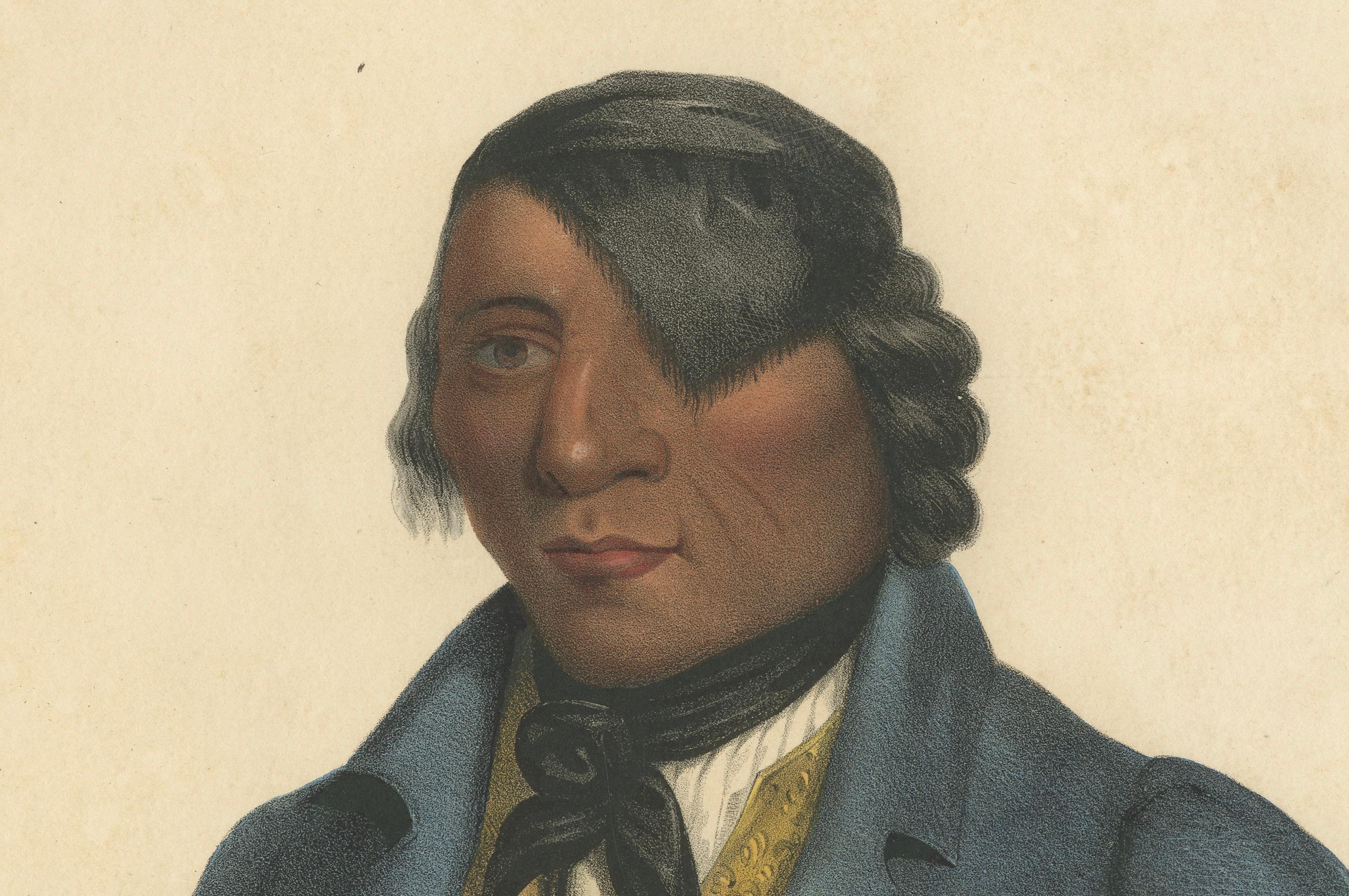 Large Antique Print of Waa-Pa-Shaw, a Sioux Chief, circa 1838 For Sale 1