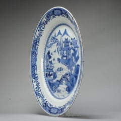 Large Antique Qianlong Chinese Porcelain Blue White Plate/Charger China, 18th C