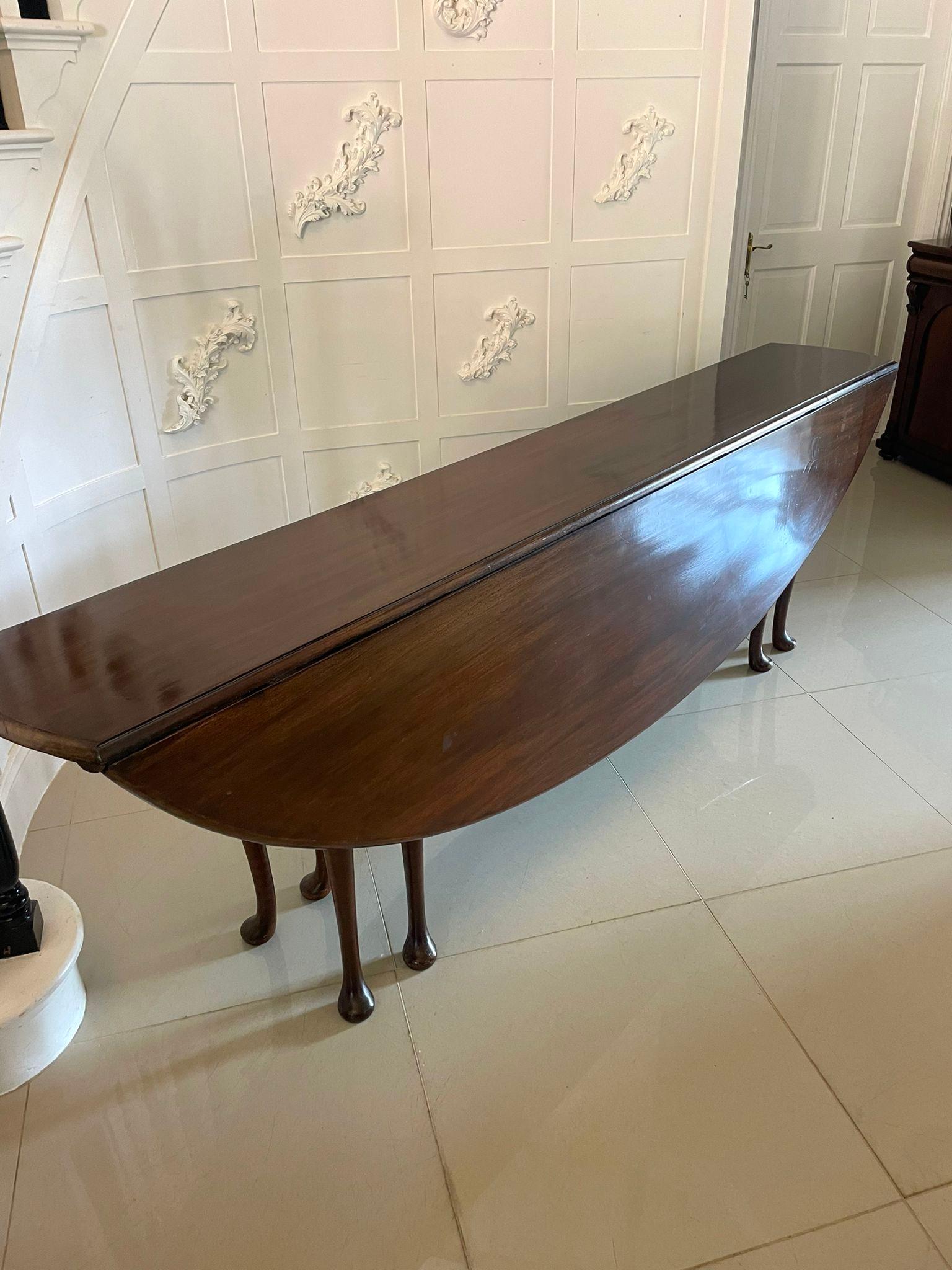 Large Antique Quality Figured Mahogany Irish Wake/Dining Table 72 x 242 x 144 cm 6