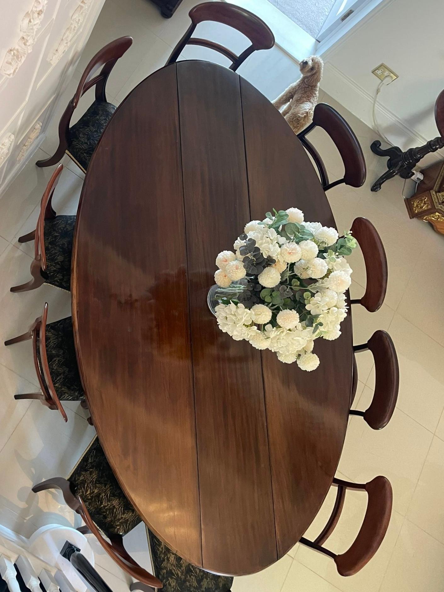 Large Antique Quality Figured Mahogany Irish Wake/Dining Table 72 x 242 x 144 cm 2