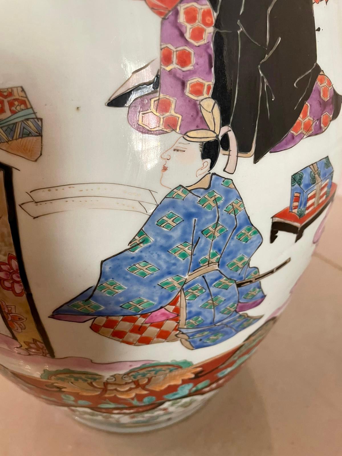Ceramic Large Antique Quality Japanese Imari Floor Standing Vase