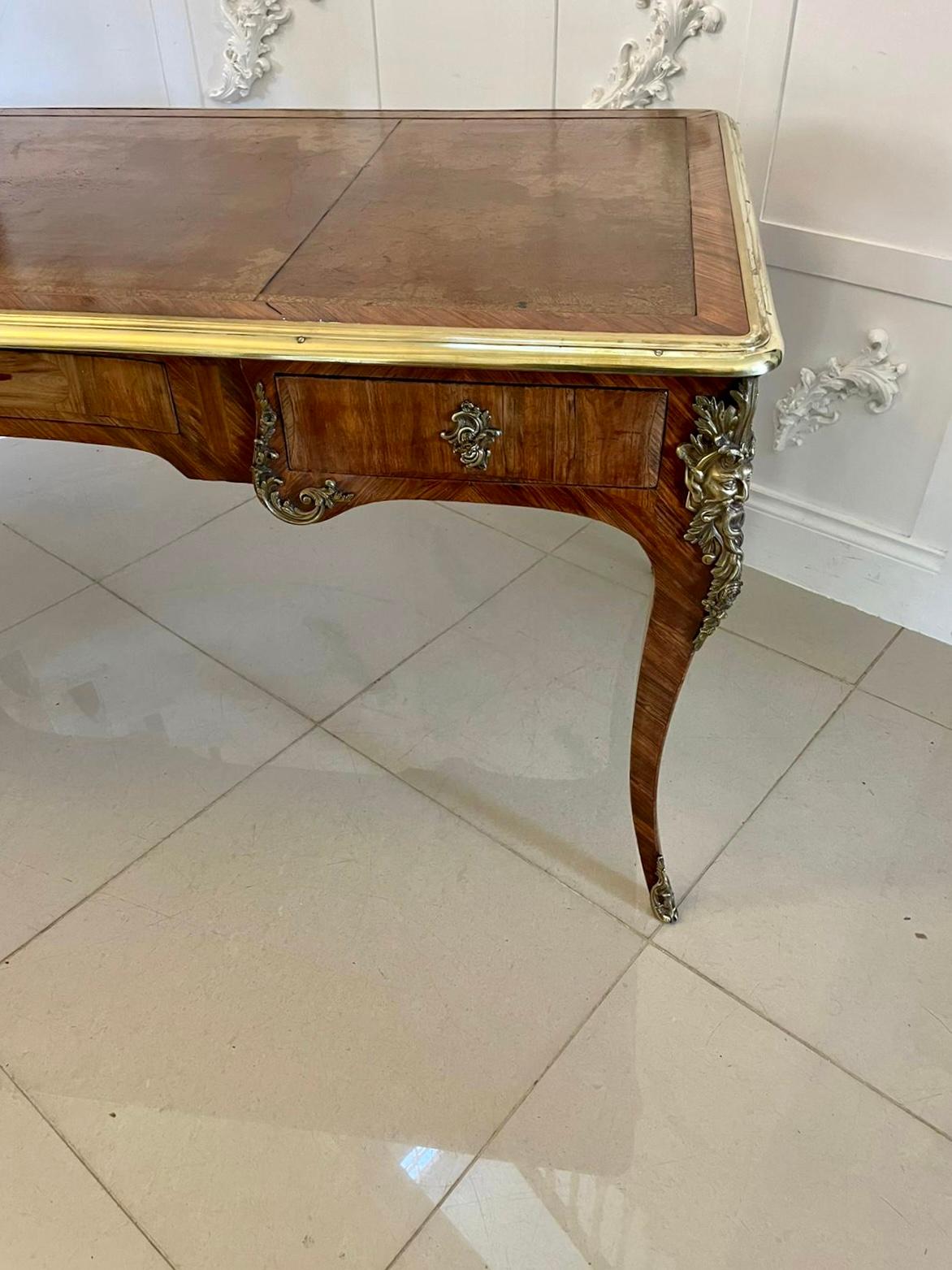 Large Antique Quality Kingwood Ornate Ormolu Mounted Partners Bureau Plat-Desk For Sale 4
