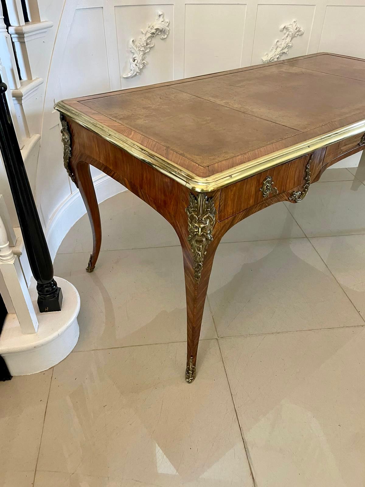 Large Antique Quality Kingwood Ornate Ormolu Mounted Partners Bureau Plat-Desk For Sale 6